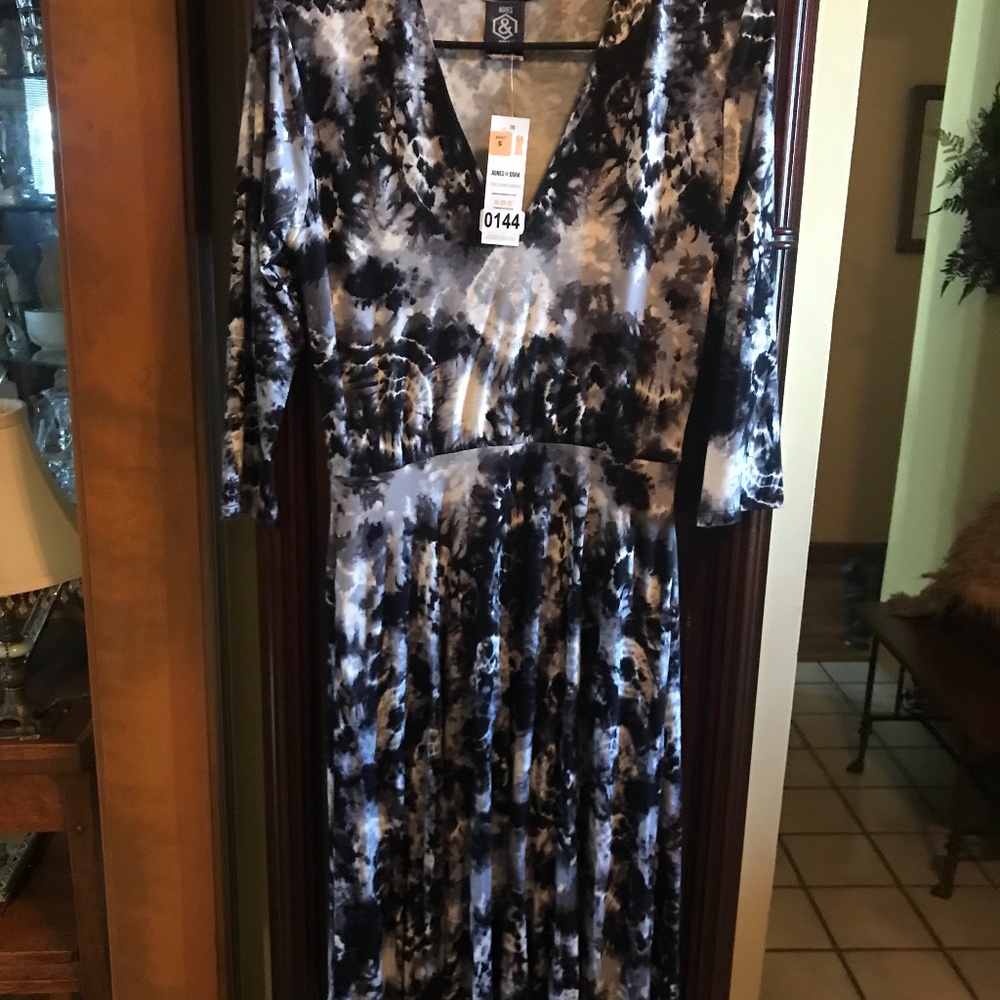 Agnes & Dora Womens Small Black Gray & Cream Curie Dress NWT